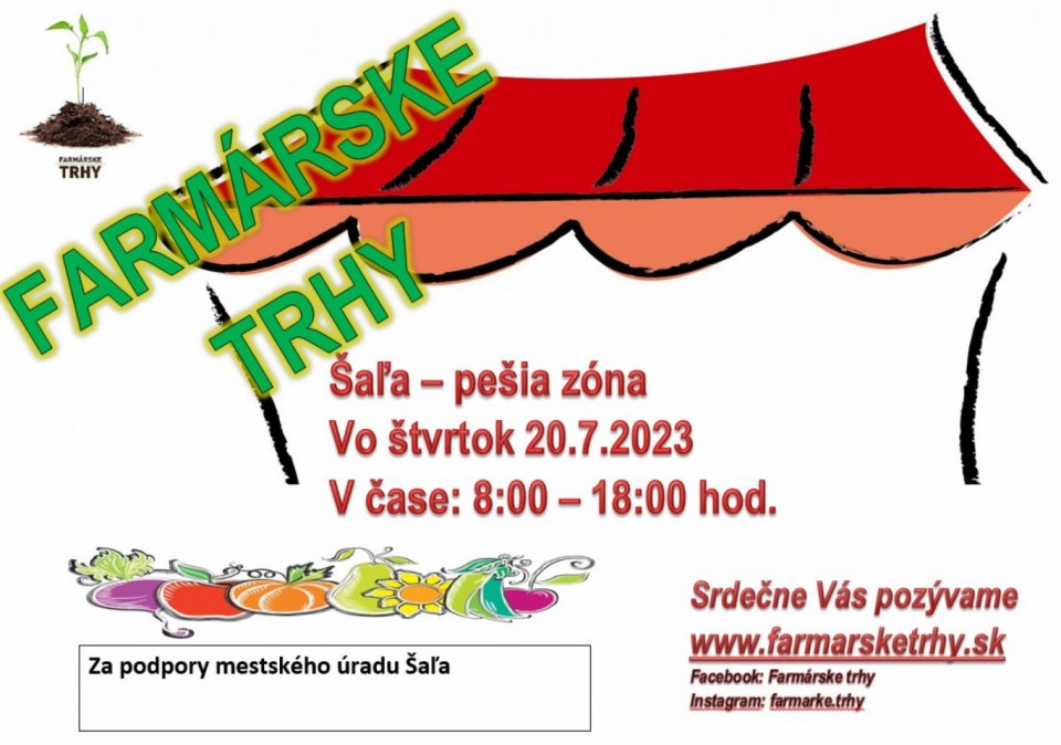 Pozývame na ďalšie farmárske trhy