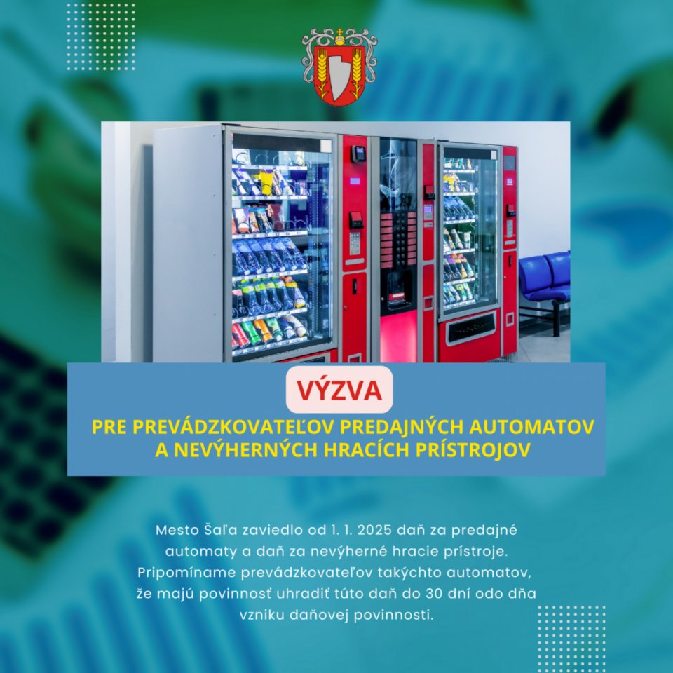 VÝZVA pre prevádzkovateľov predajných automatov a nevýherných hracích prístrojov