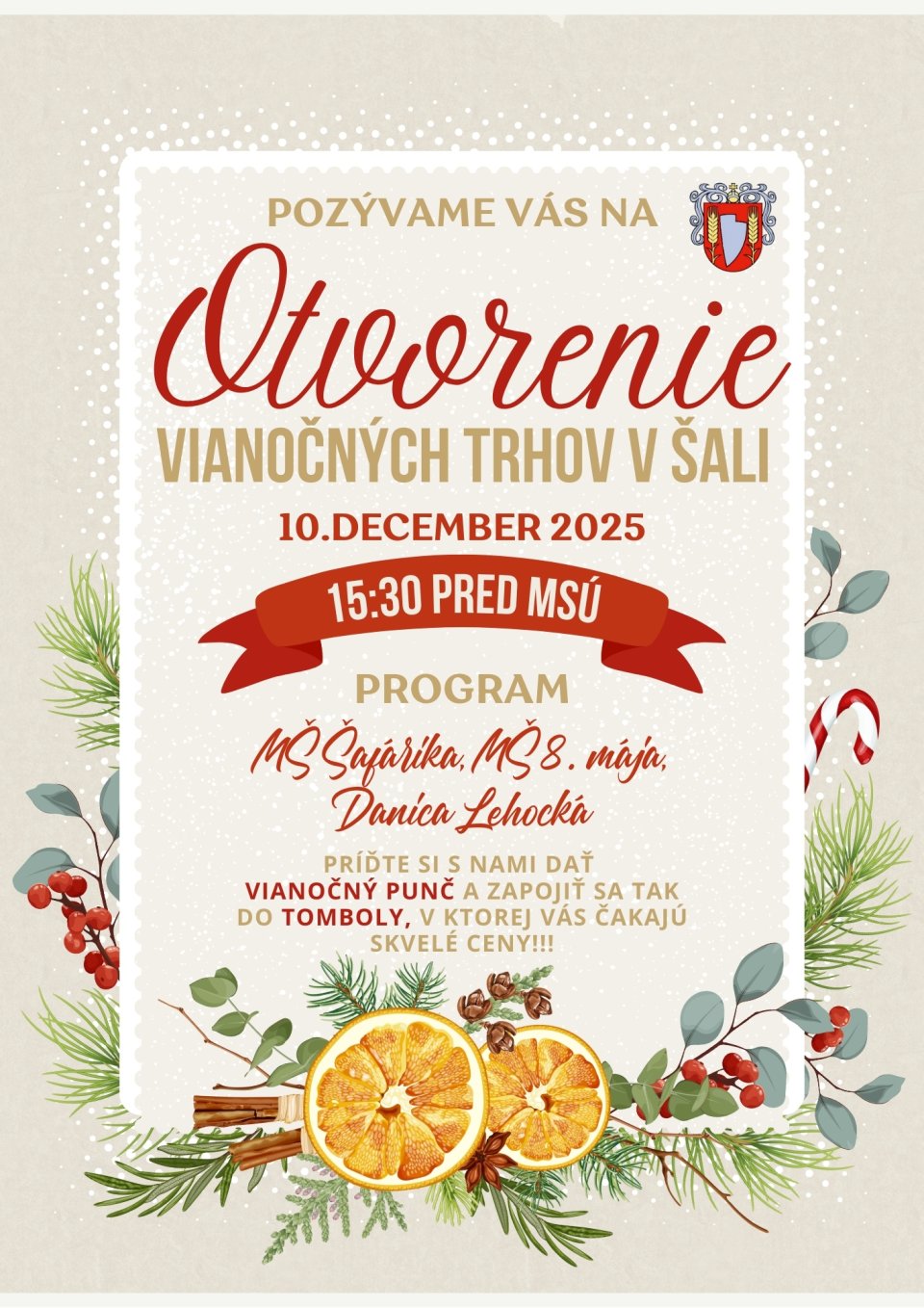 Otvorenie vianočných trhov v Šali