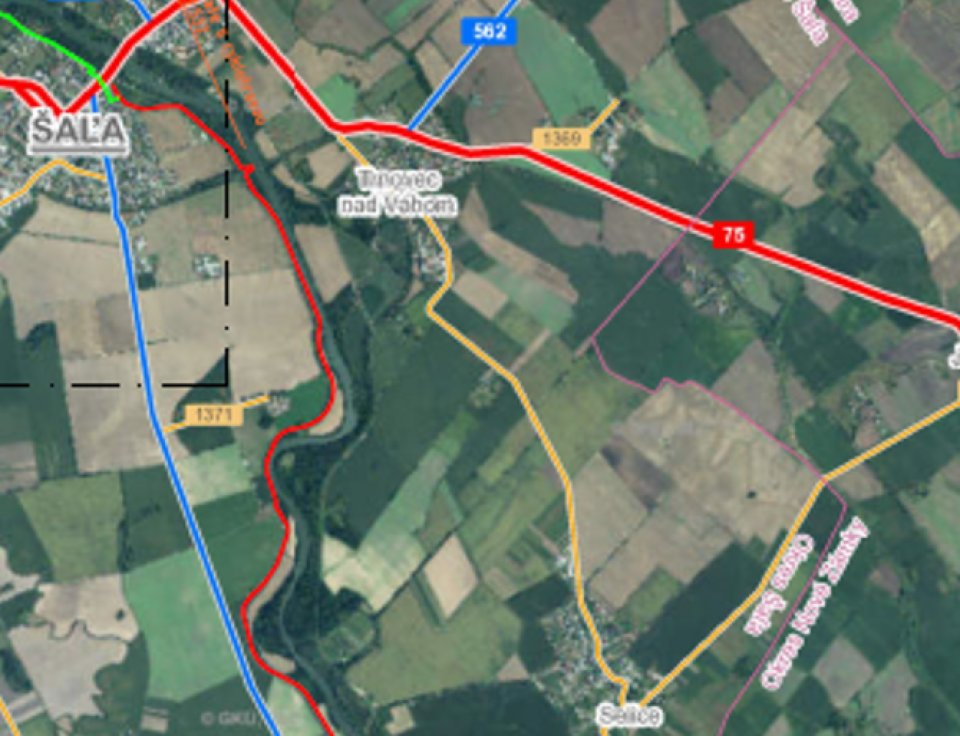 Rozpracovaná investícia! Považská Cyklomagistrála časť - Cyklotrasa Dolné Považie (Šaľa - Kolárovo), 1.etapa (Šaľa – Selice)
