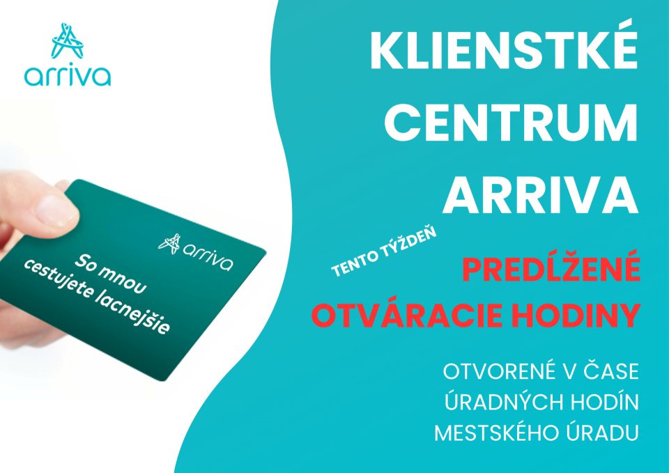 Predĺžené otváracie hodiny klientského centra Arriva