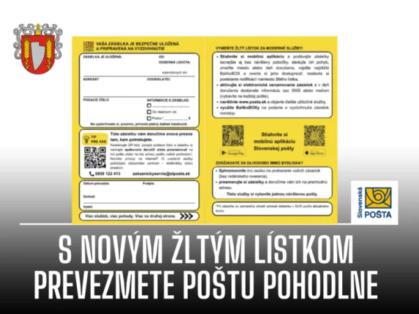Žltý lístok už nemusí znamenať cestu na poštu. Zásielku si prevezmete po svojom