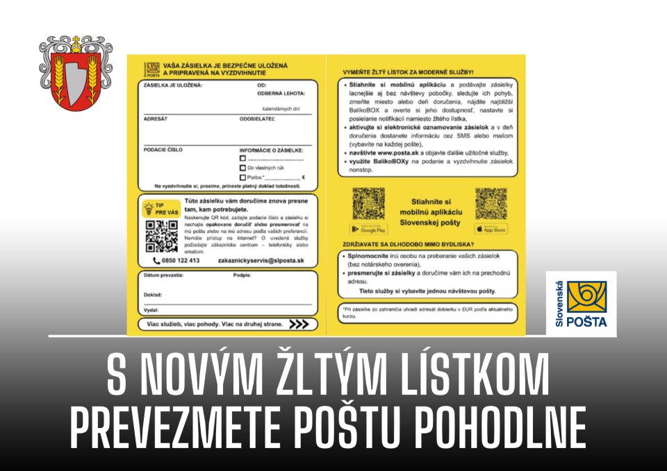 Žltý lístok už nemusí znamenať cestu na poštu. Zásielku si prevezmete po svojom
