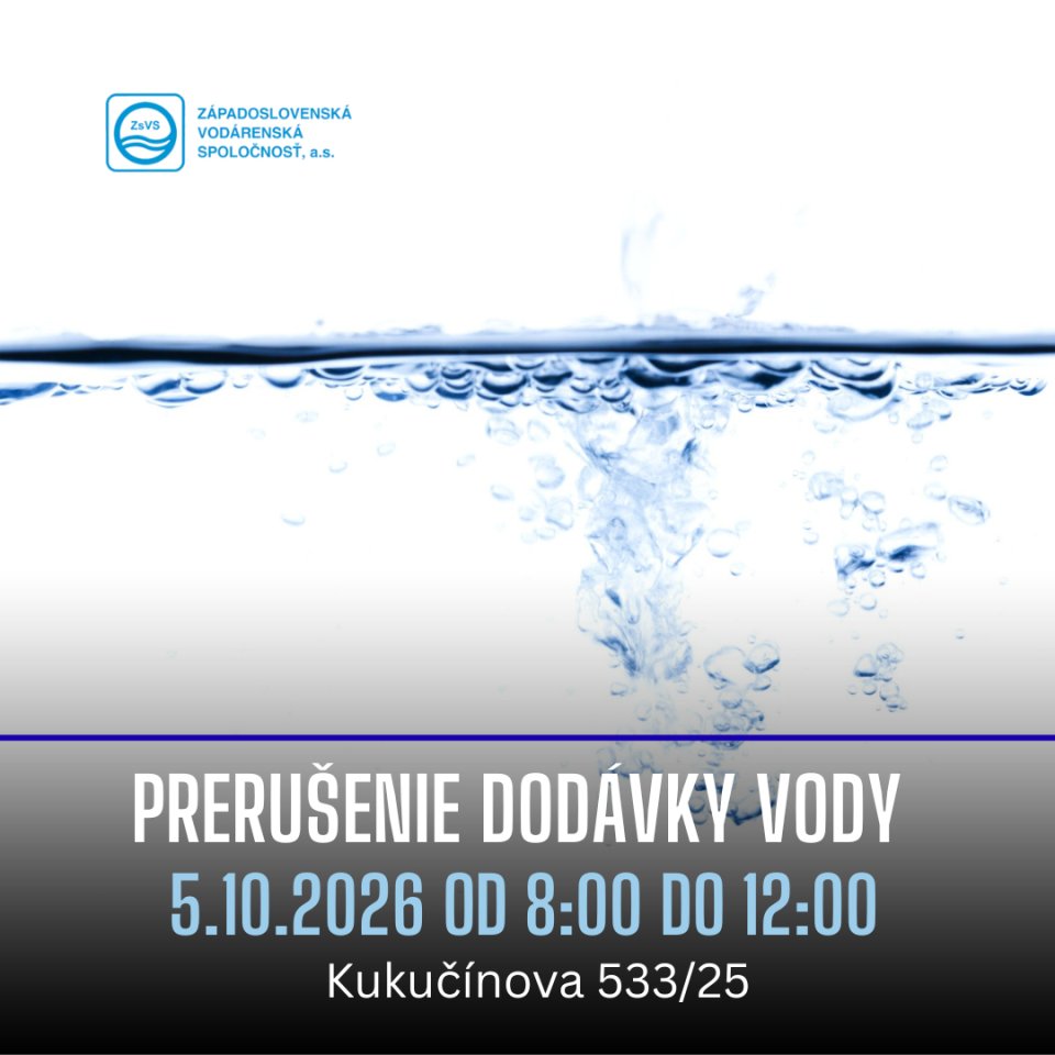OZNAM – prerušenie dodávky vody z verejného vodovodu