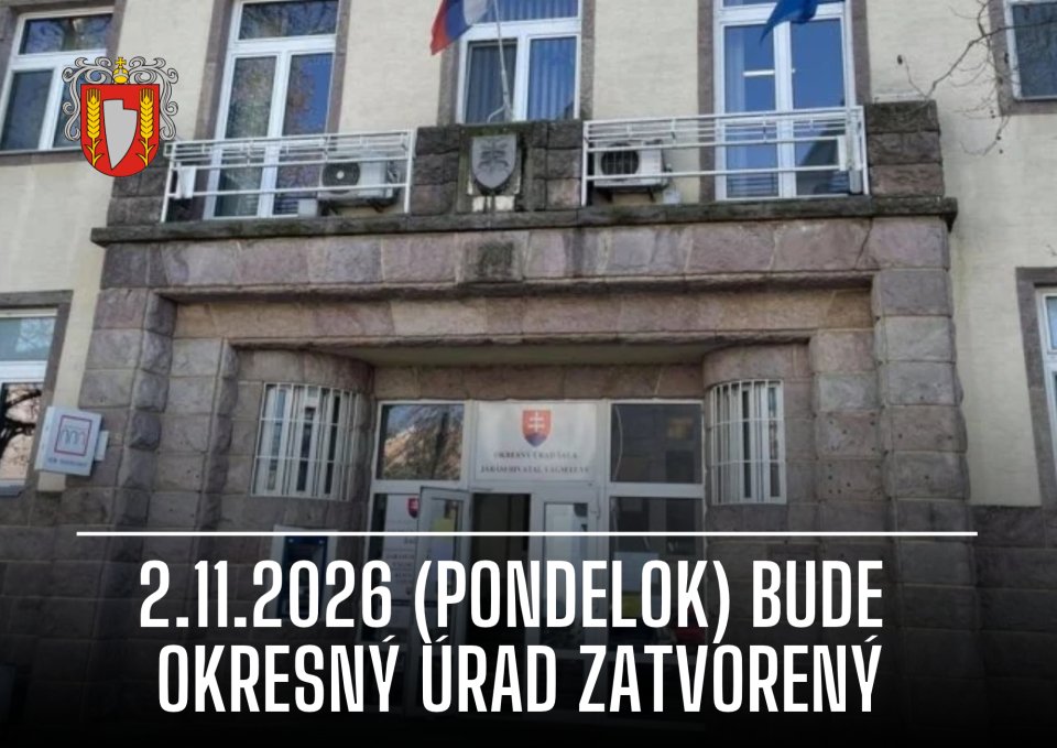 Klientske centrum Okresného úradu v Šali bude v pondelok 2. novembra zatvorené