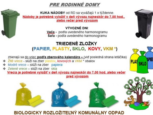 Harmonogram vývozu odpadu v roku 2022 - rodinné domy