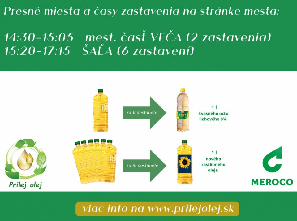 Vymeňte použitý olej za nový olej alebo ocot