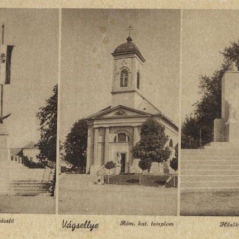 12.šaľa-štátna vlajka, r.k.kostol, pamätník padlým hrdinom (1939-1944)